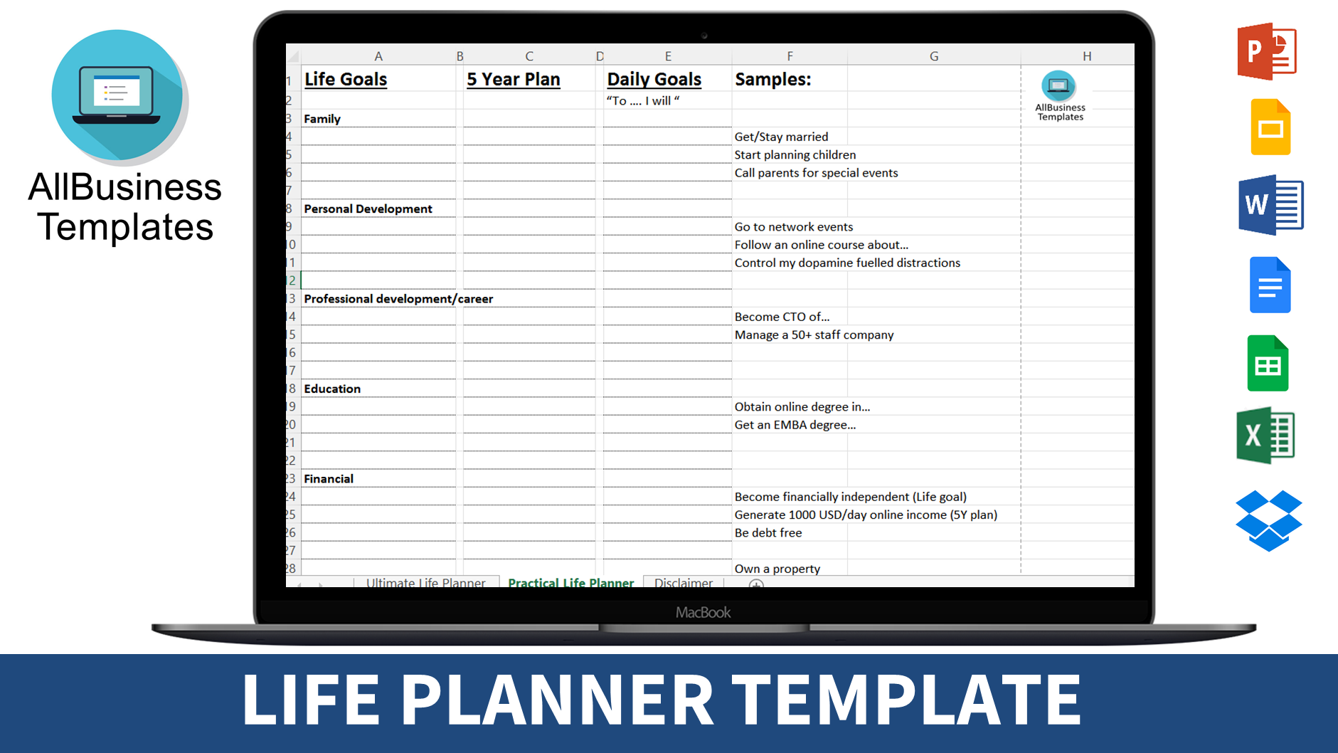 life planner template