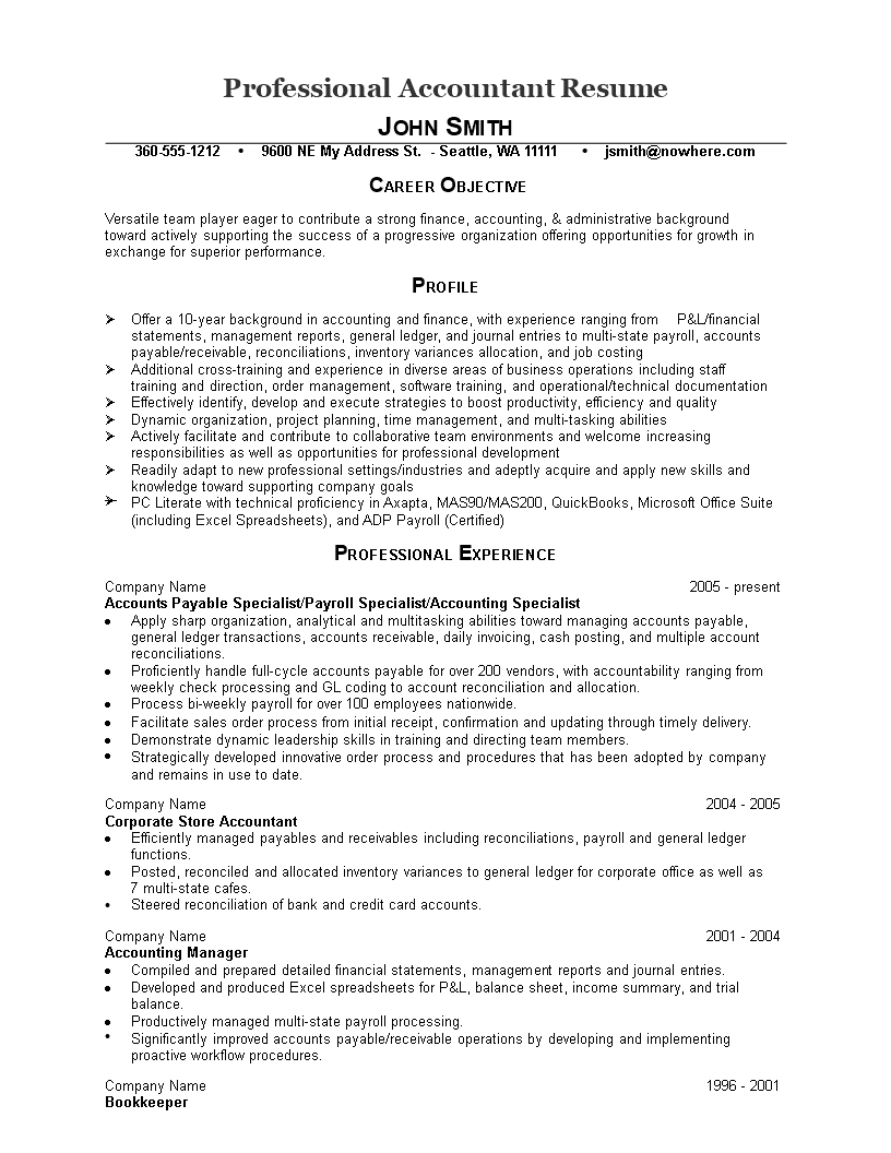 resume example accountant job