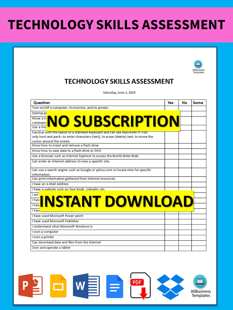 Technology Skills Assessment 模板