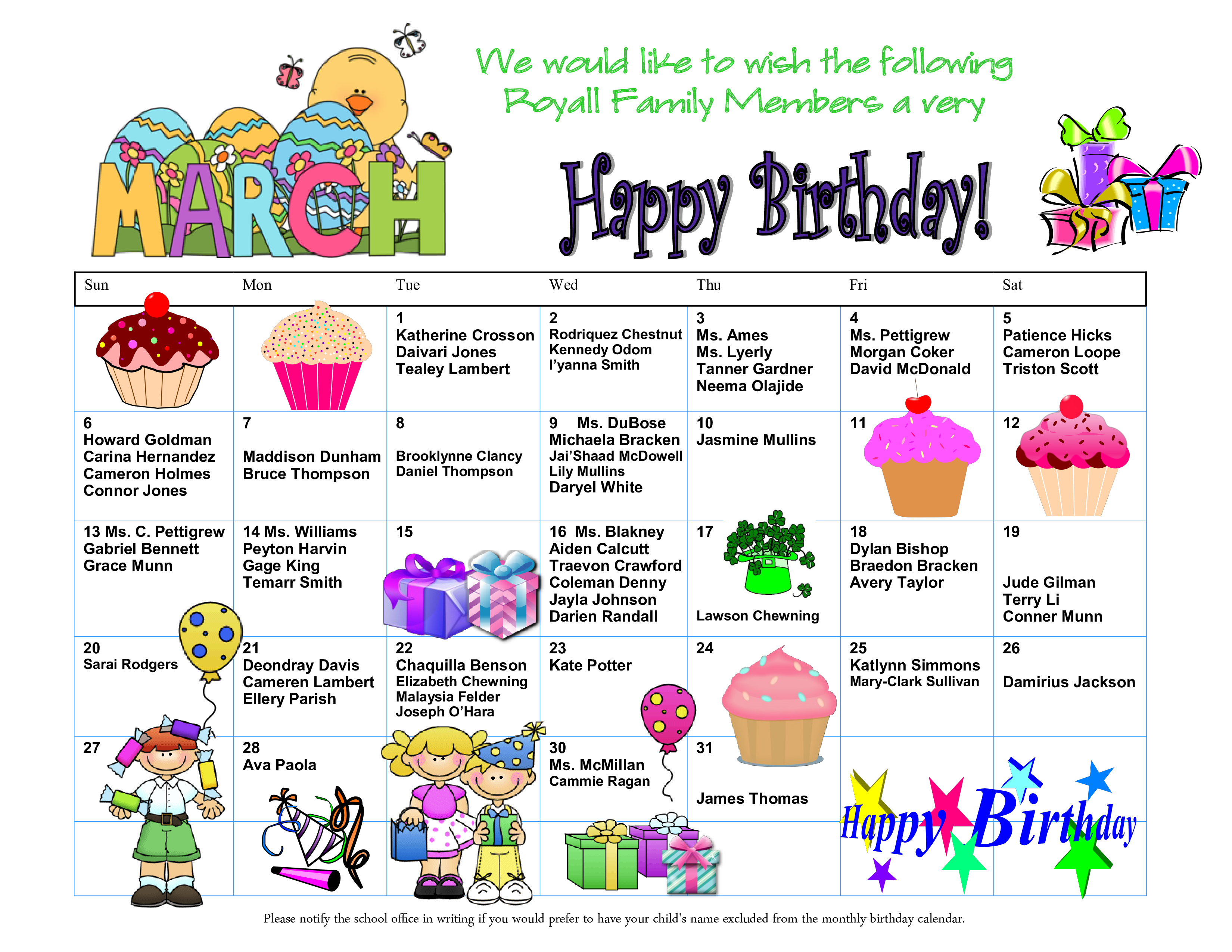 Happy Birthday Calendar Template PDF Template