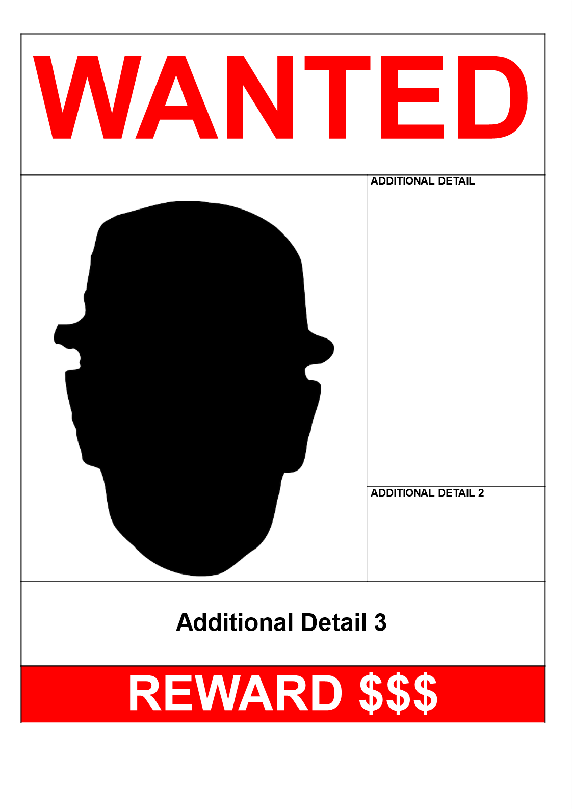 Wanted Poster A3 Size design | Templates at allbusinesstemplates.com