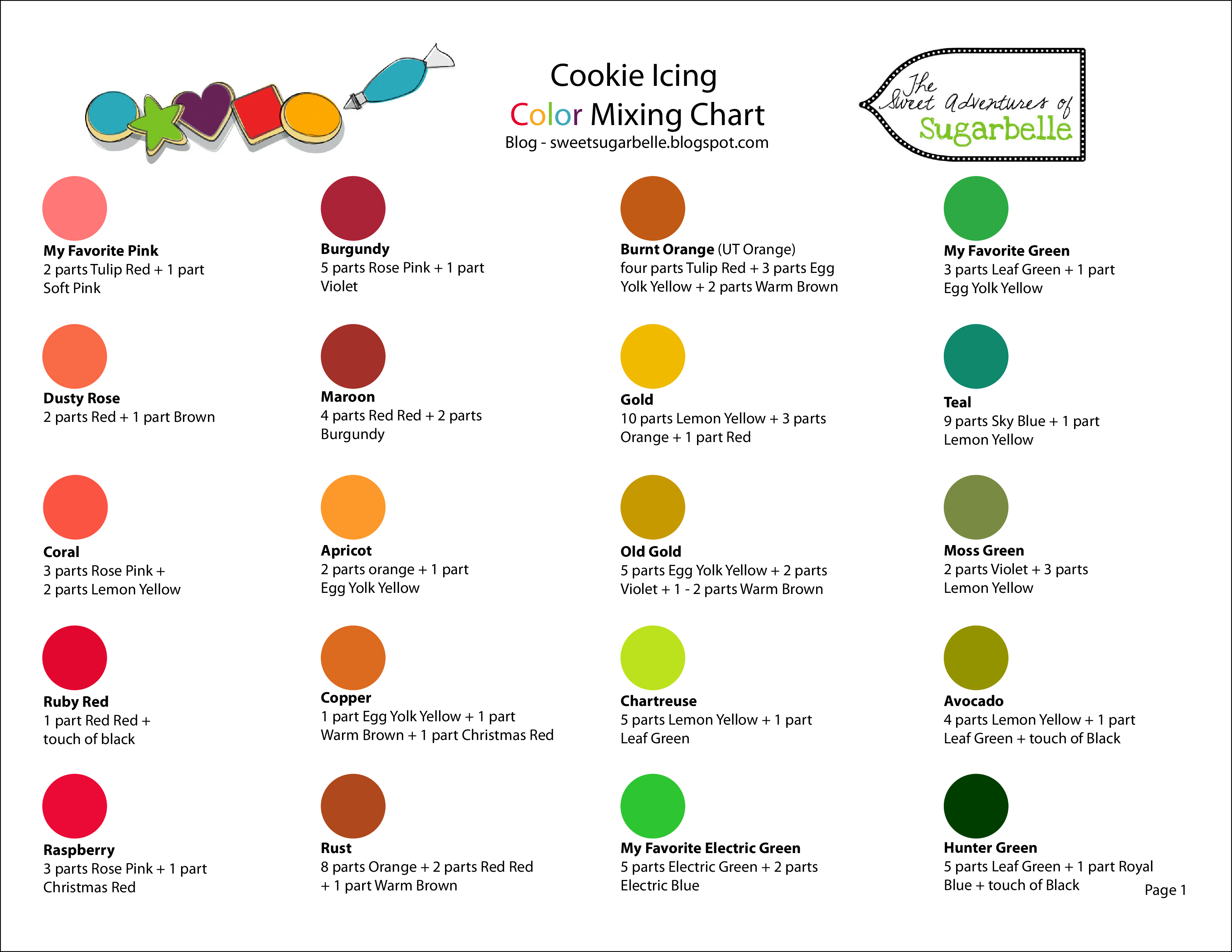 color mixing chart templates at allbusinesstemplatescom