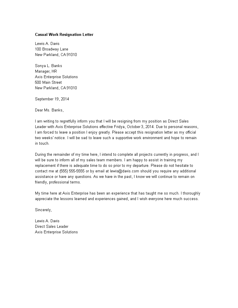 Forced Resignation Letter Template Master Template