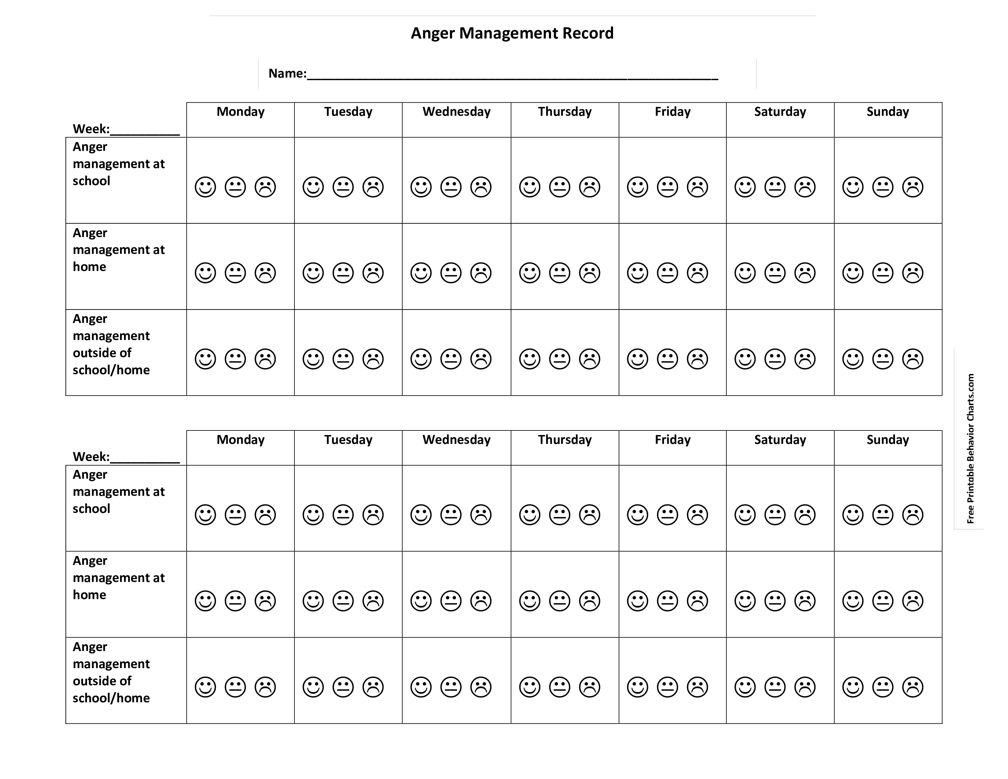  Printable Behavior Management Chart Allbusinesstemplates