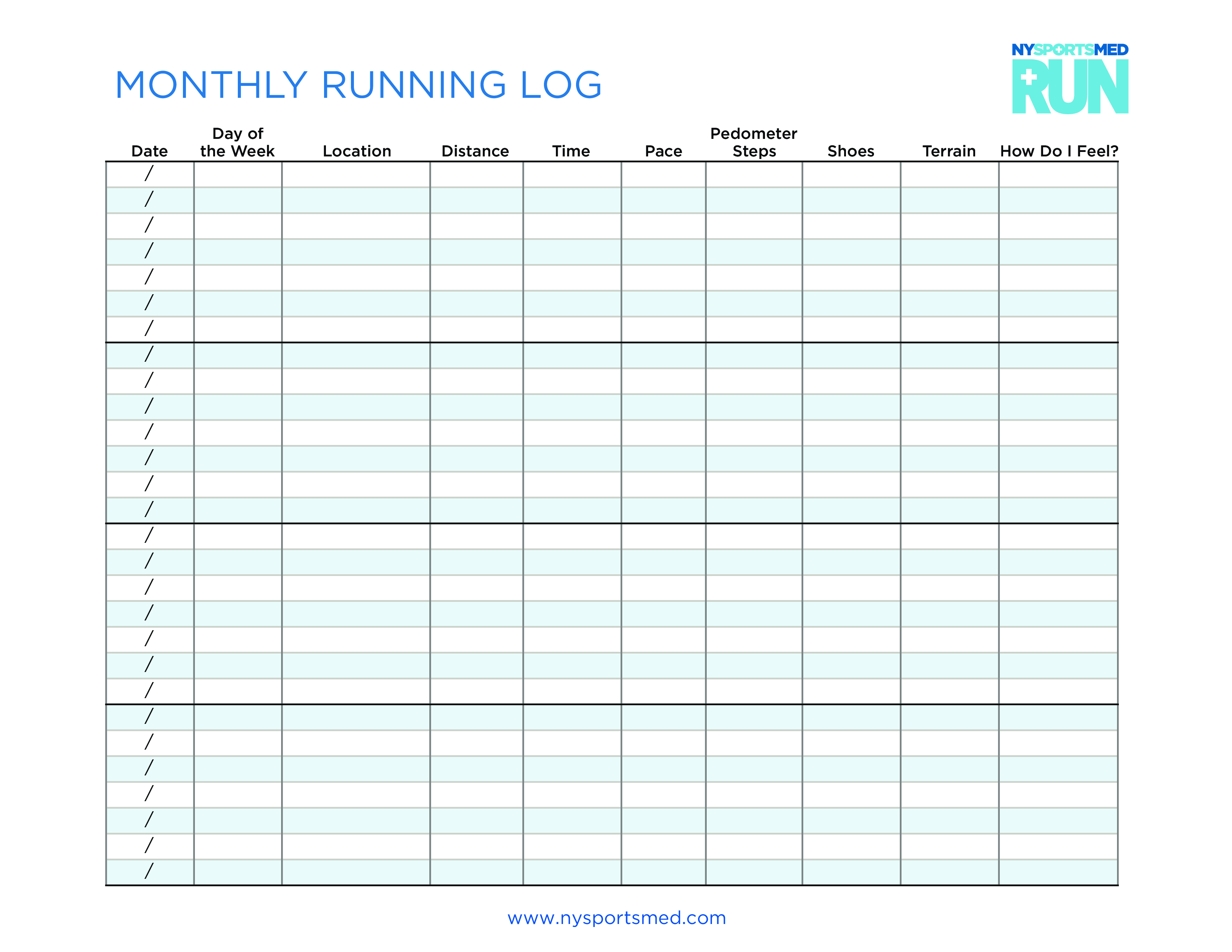 Free Printable Running Log Template Printable Templates