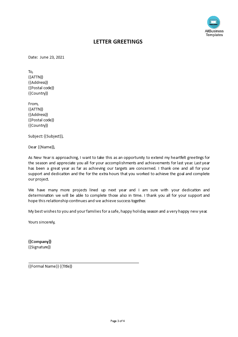 libreng Sample Formal Business Letter