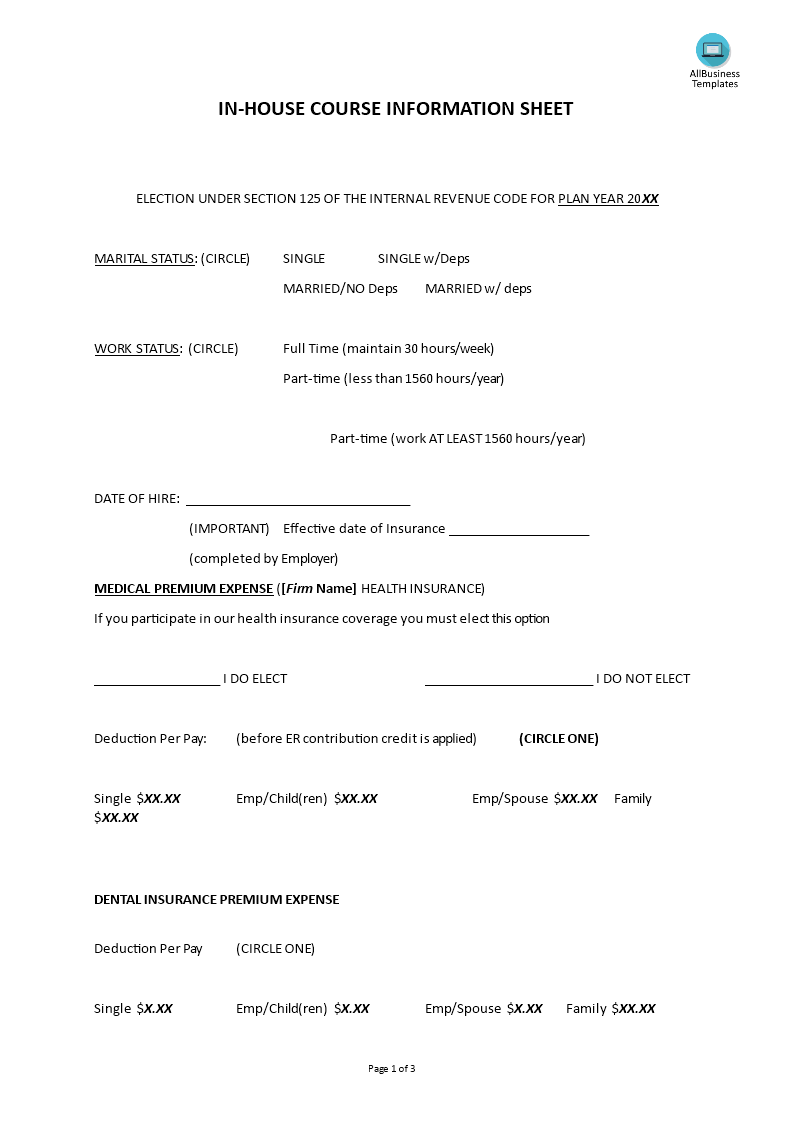 Hr Insurance Election Form main image