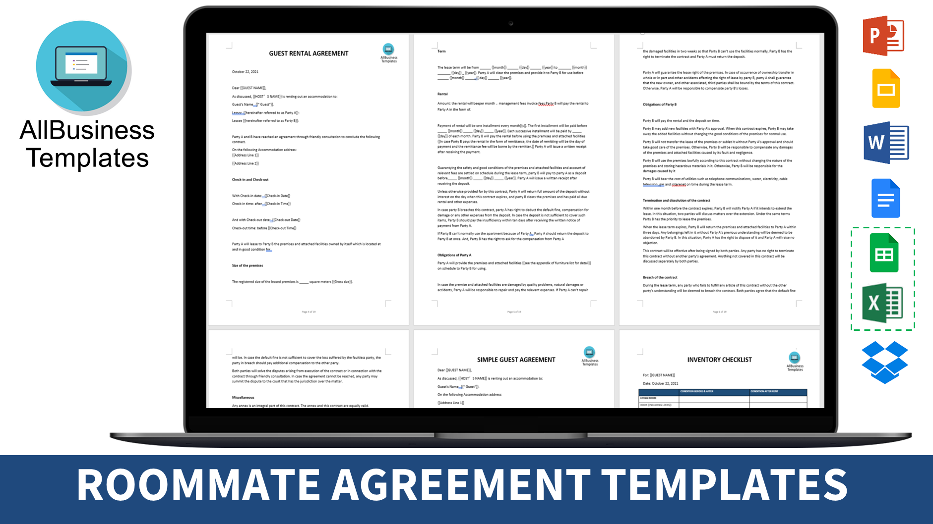apartment roommate contract modèles