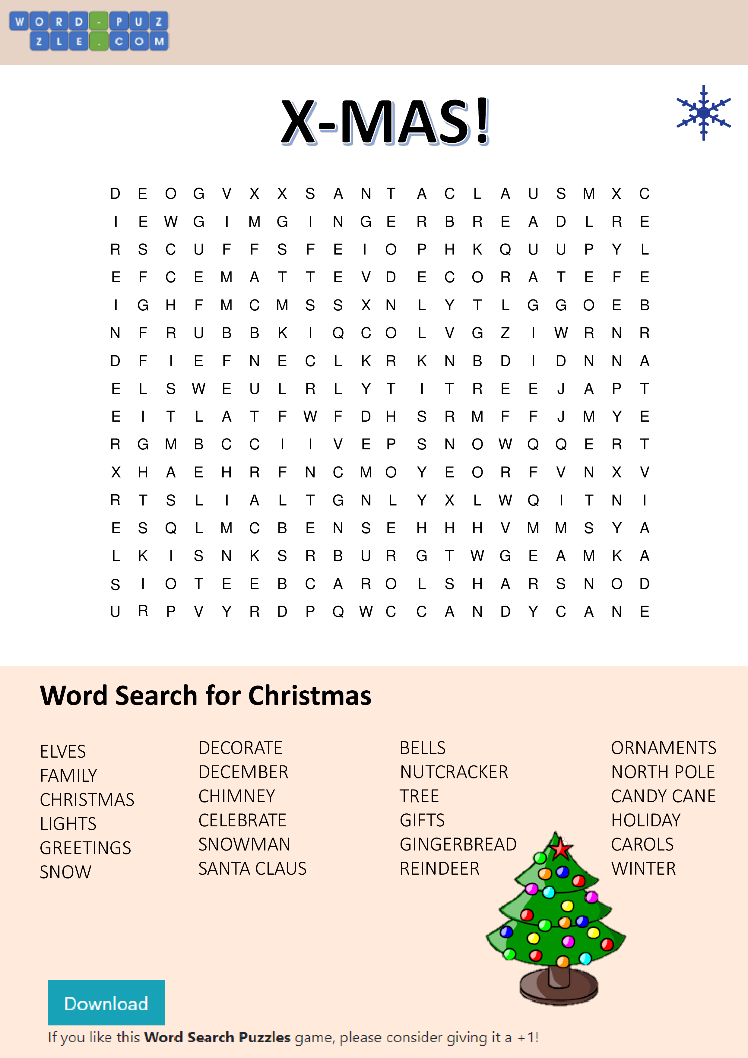 christmas word search template