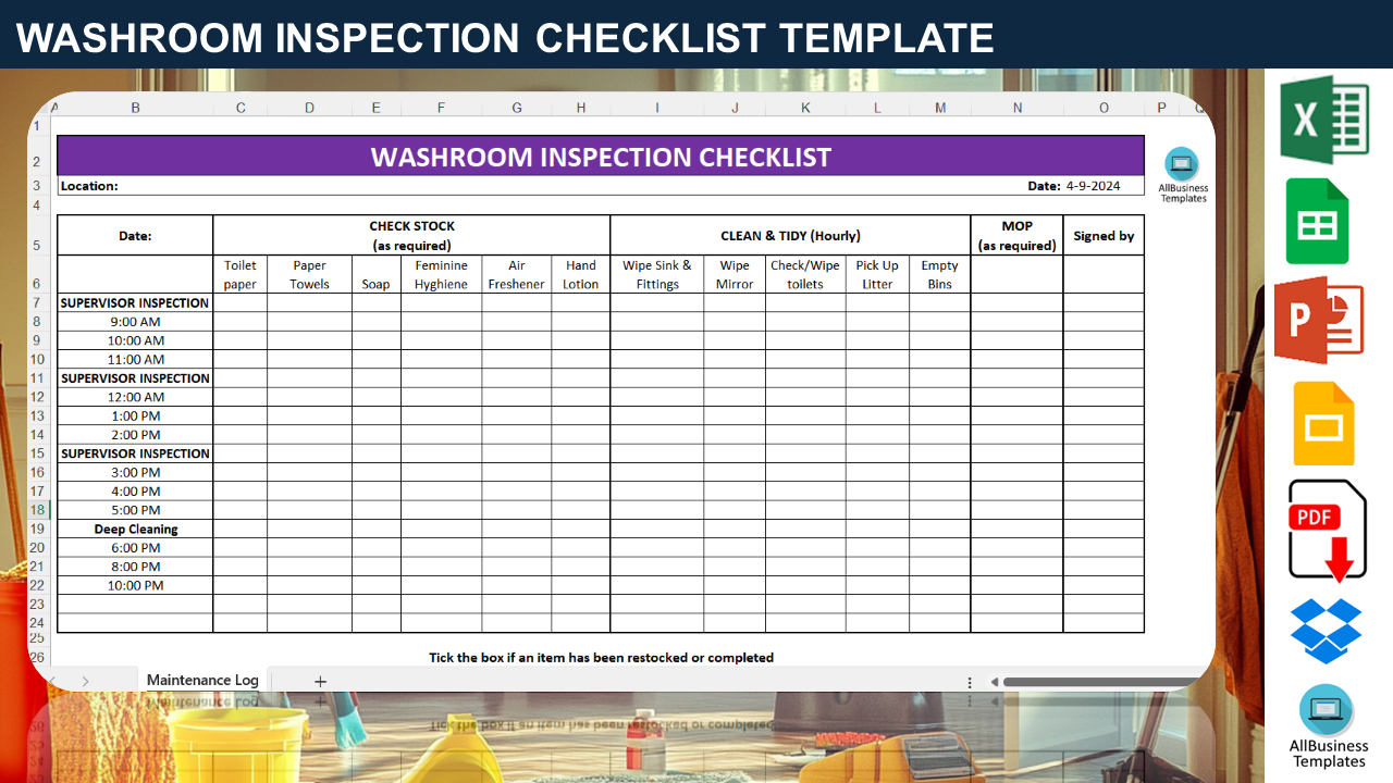 bathroom checklist template