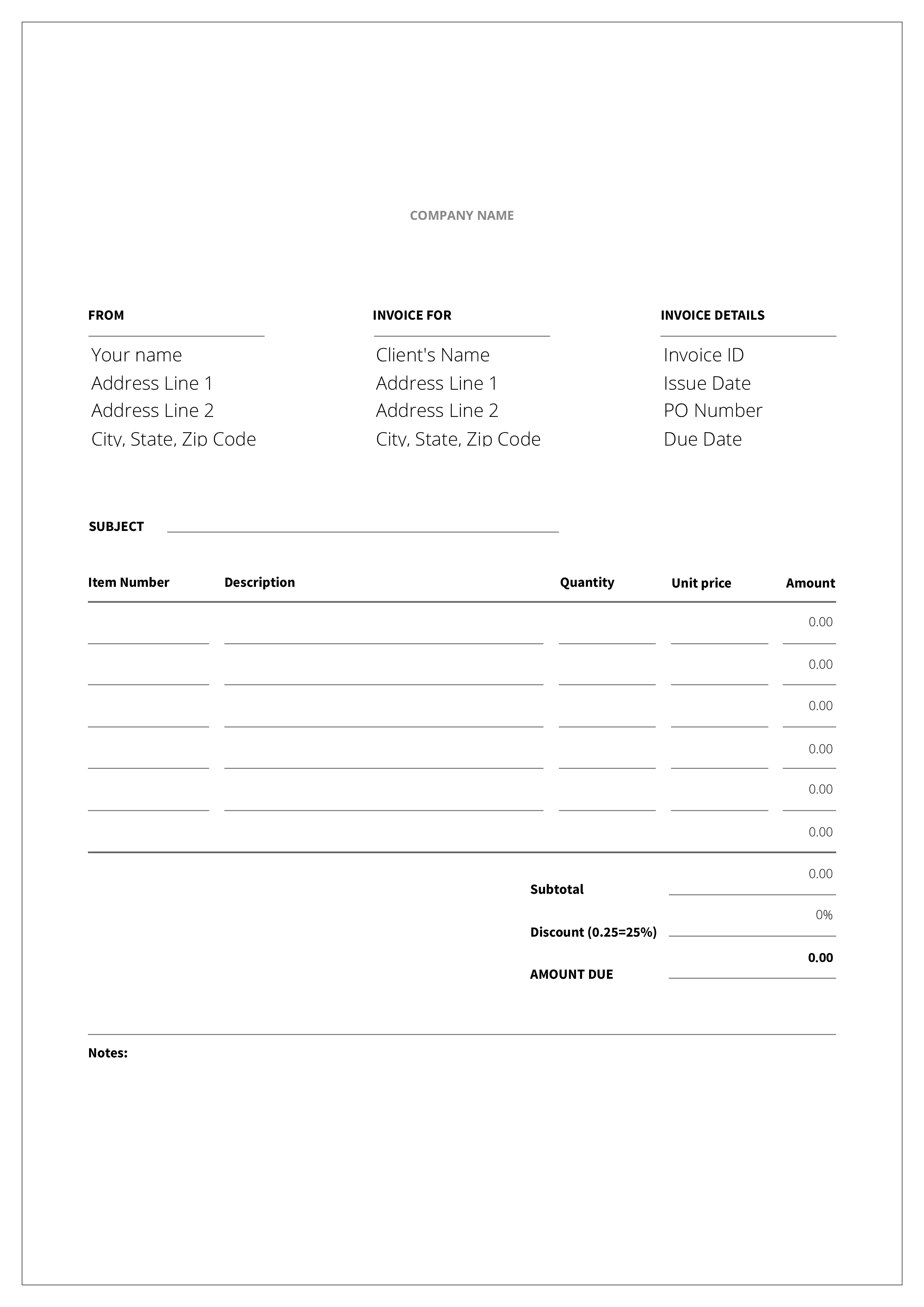 blank bakery invoice templates at allbusinesstemplatescom