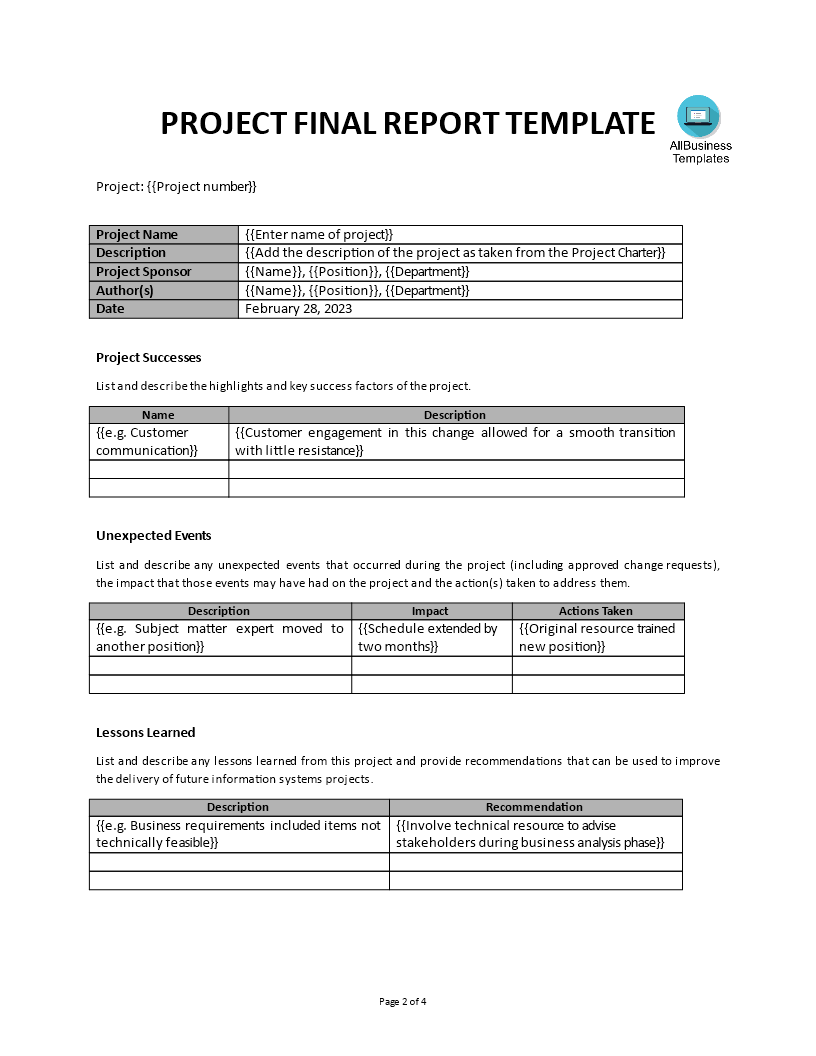 Professional Project Final Report Word 模板
