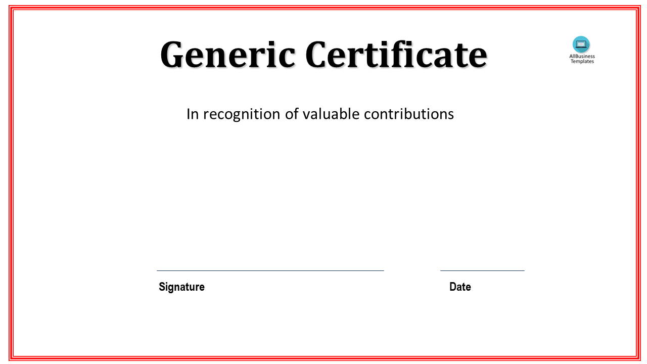 generic certificate modèles