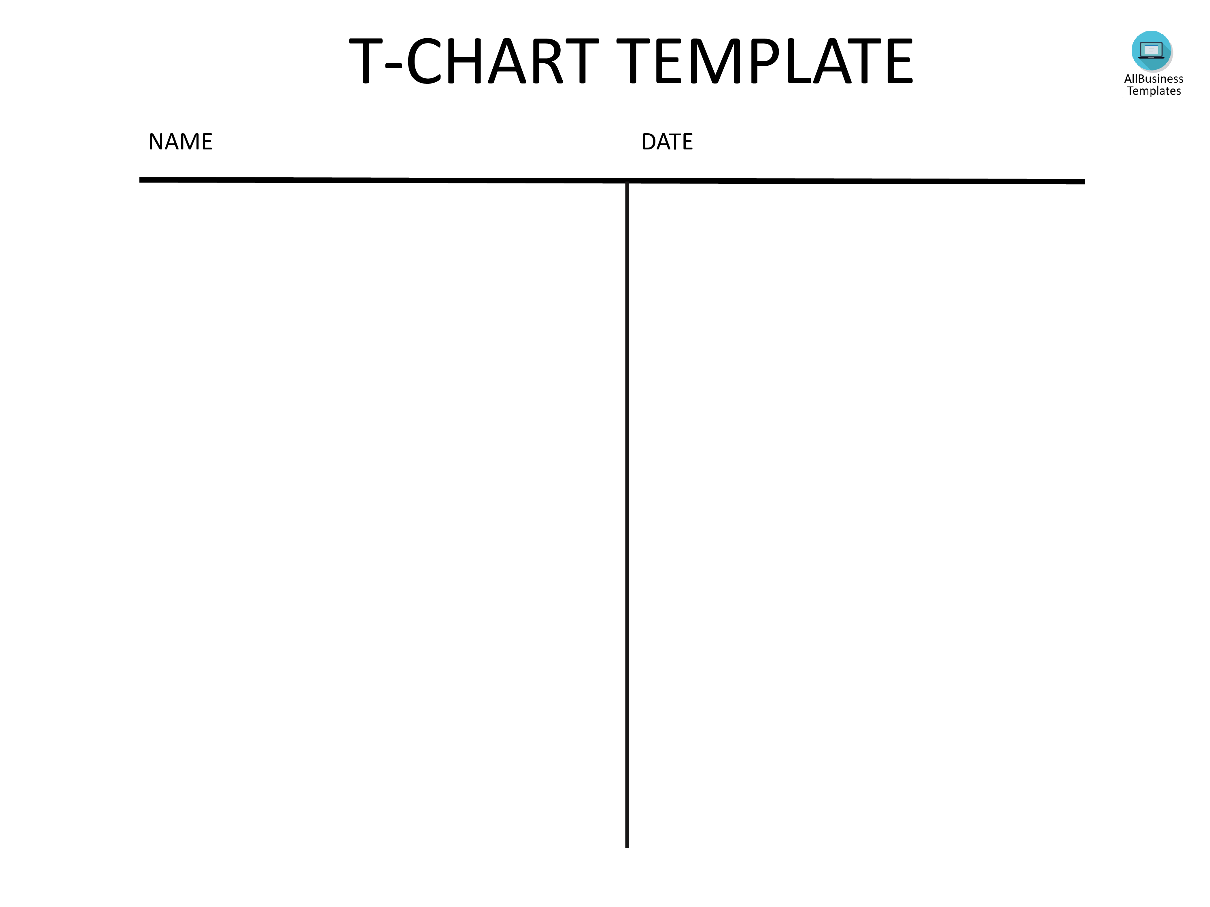 免费 T Chart Template PDF 样本文件在