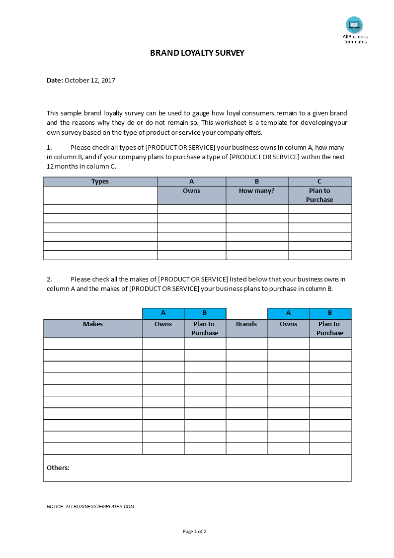 brand loyalty survey template