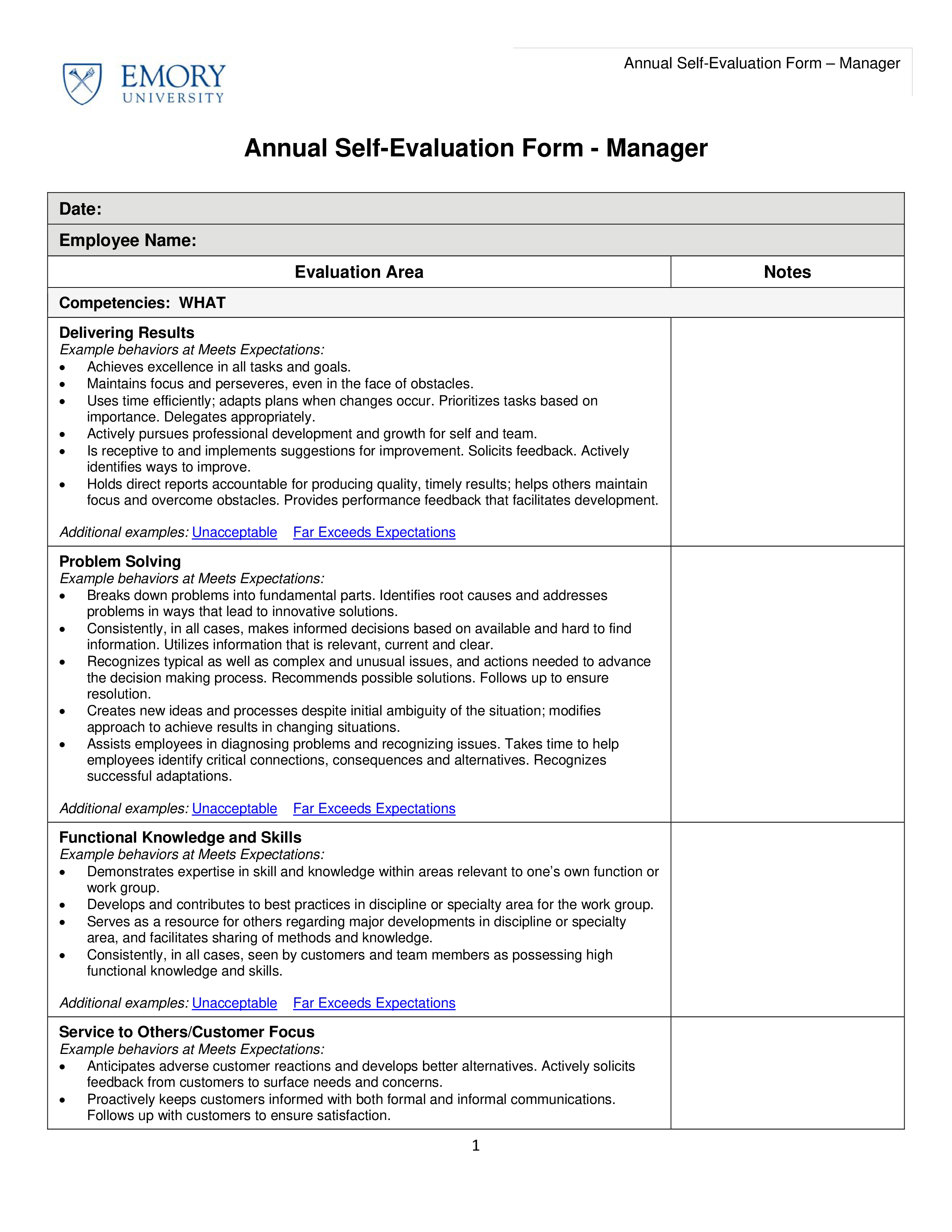 Sample Employee Self Evaluation Form Classles Democracy