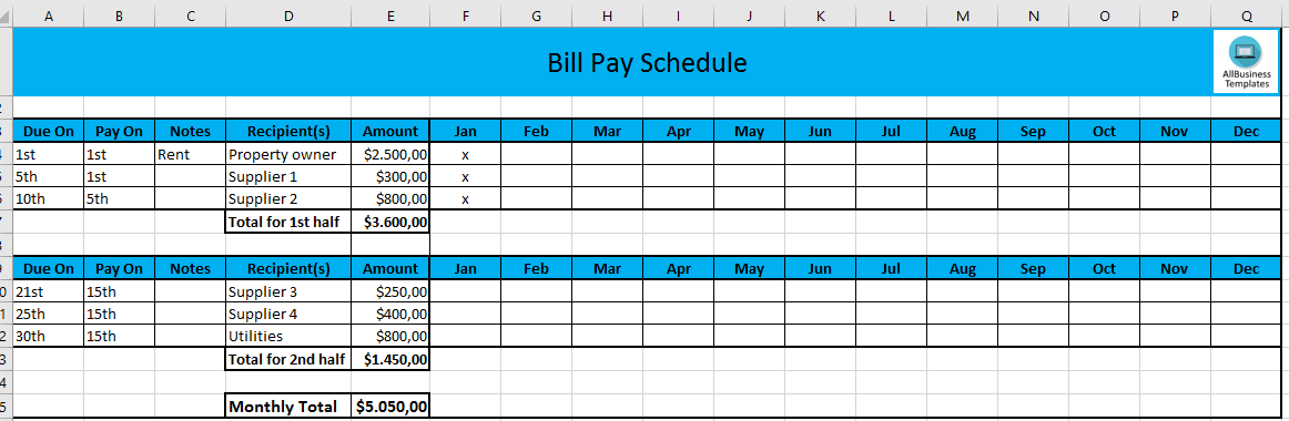 Monthly Payment Excel Template Hot Sex Picture