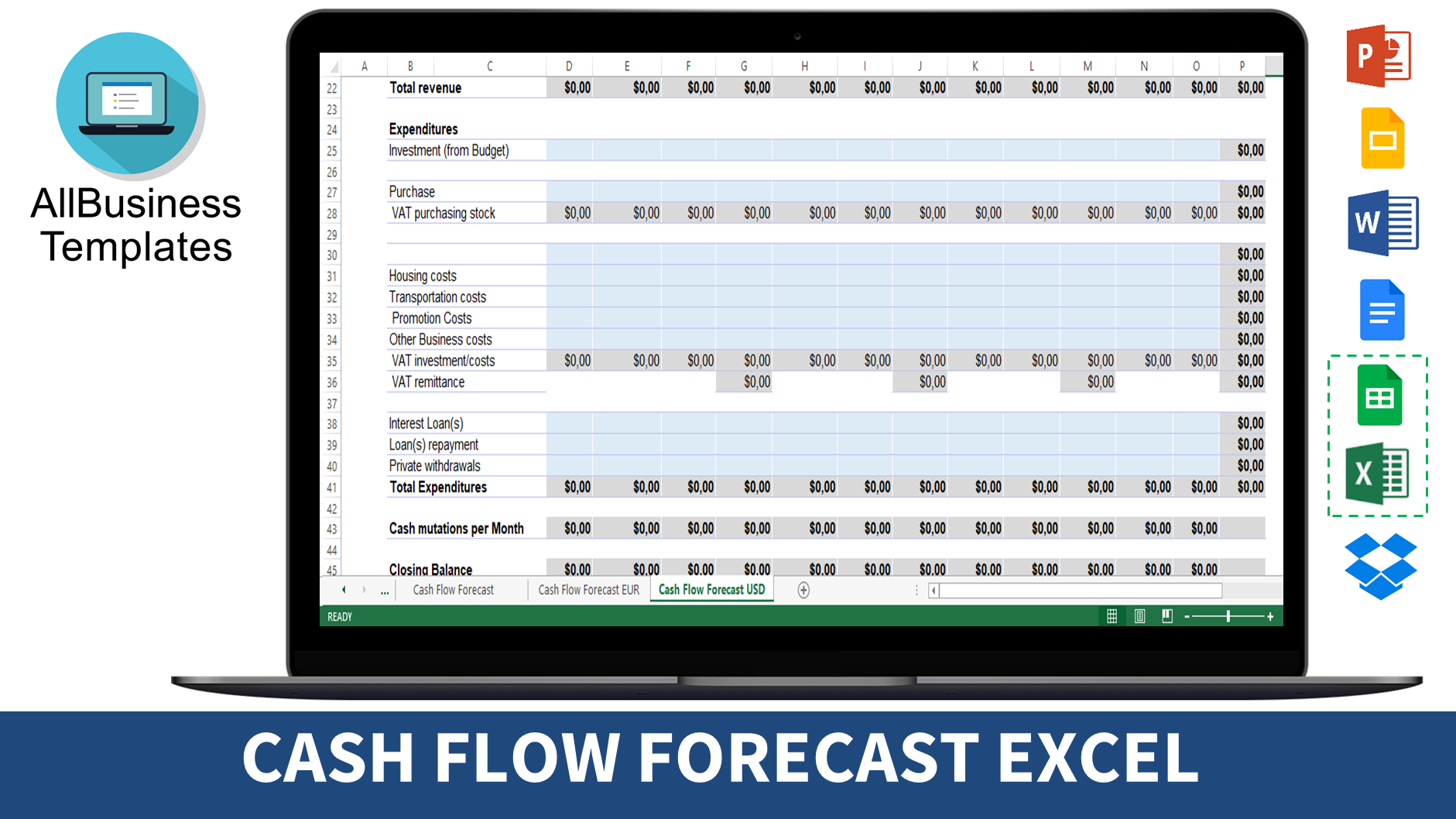 Cash Flow Forecast In Excel Templates At 8013