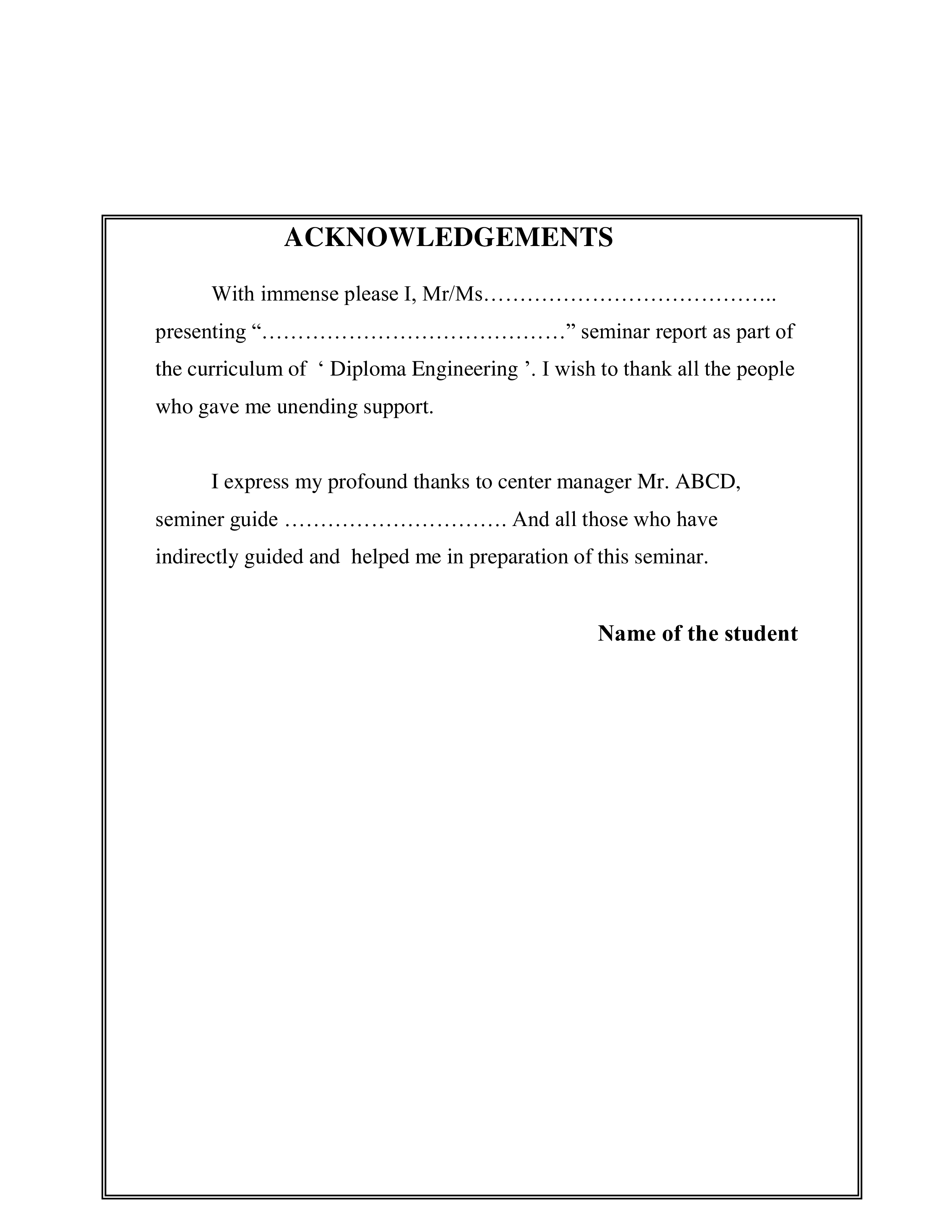 Acknowledgement Samples For Thesis 6 Acknowledgement Report Samples 