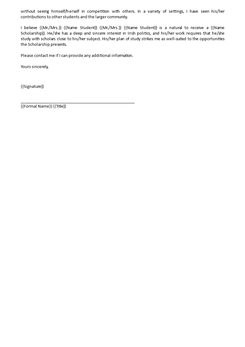 Scholarship Recommendation Letter Format | Templates at ...