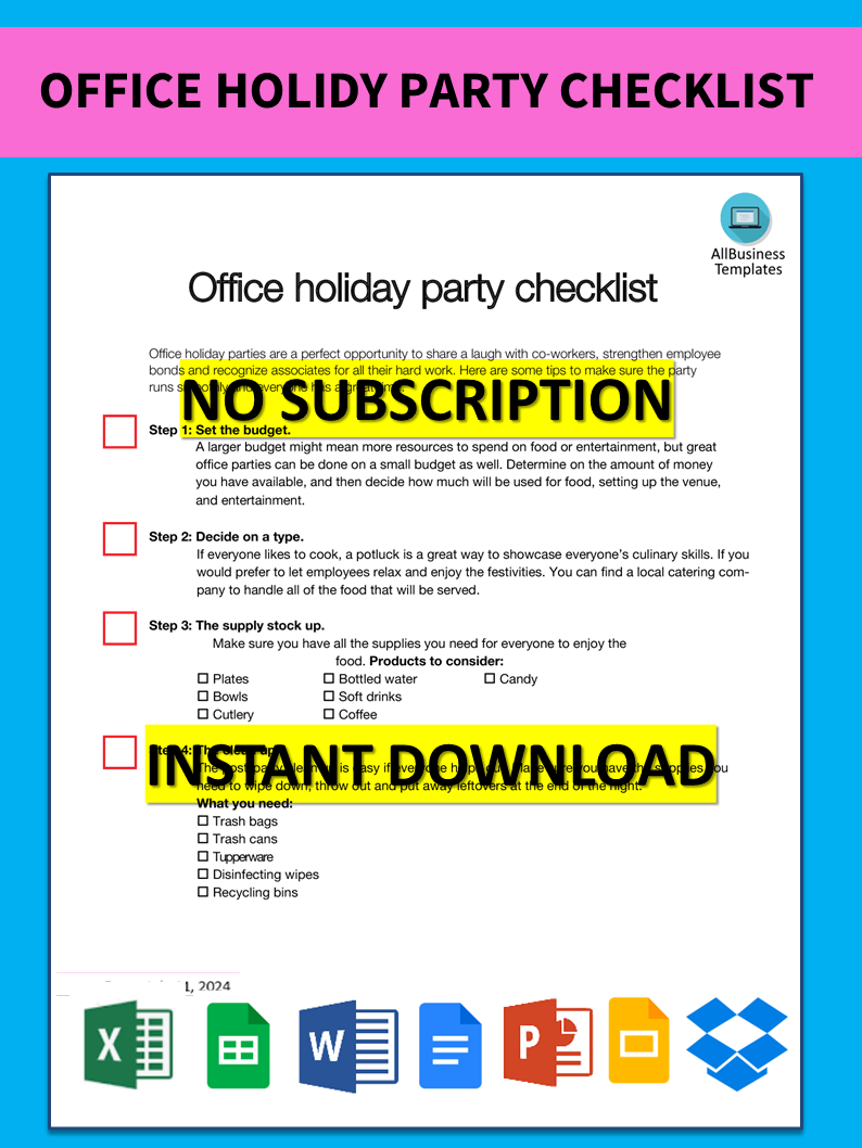 office holiday party checklist Hauptschablonenbild