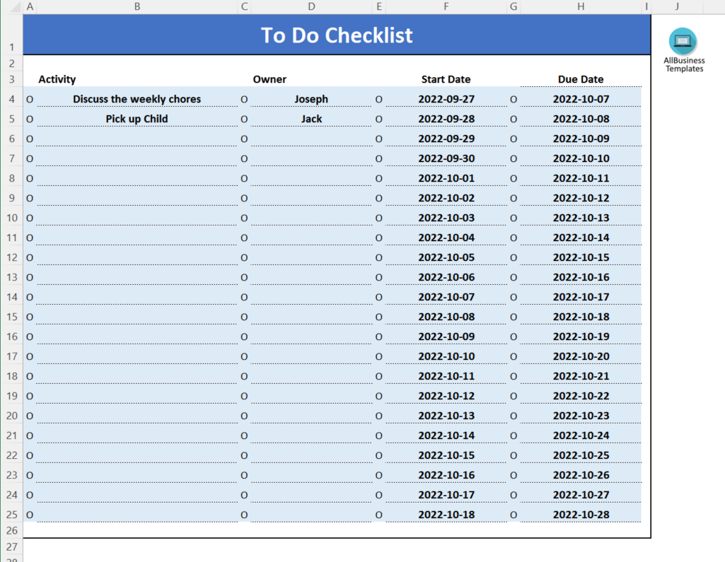 to do checklist template template