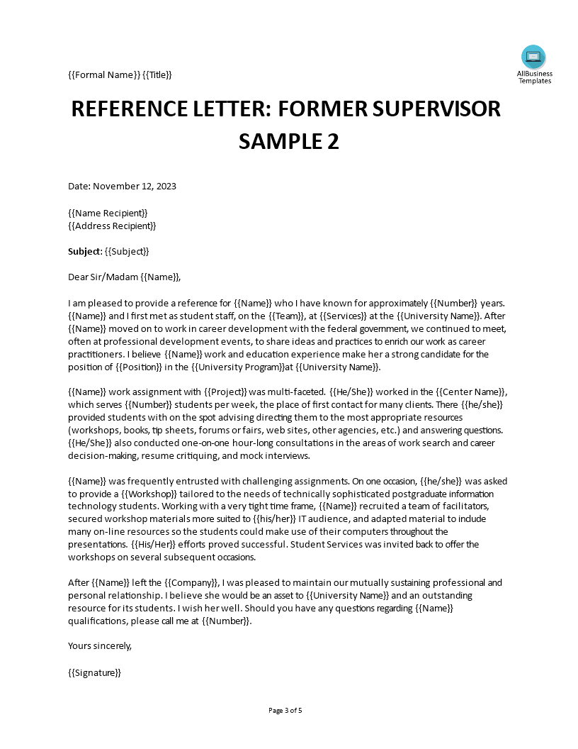 Teacher Reference Letter 