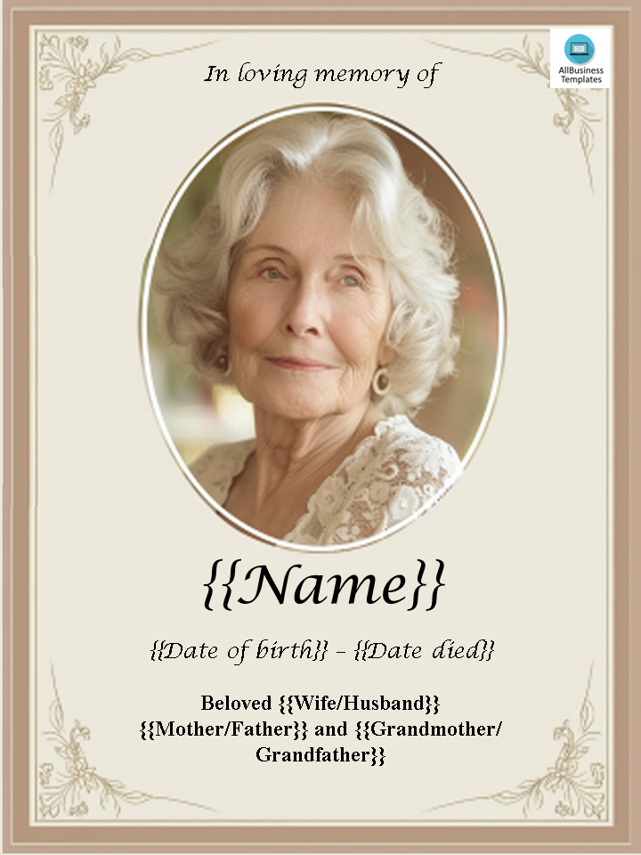 free obituary template Hauptschablonenbild