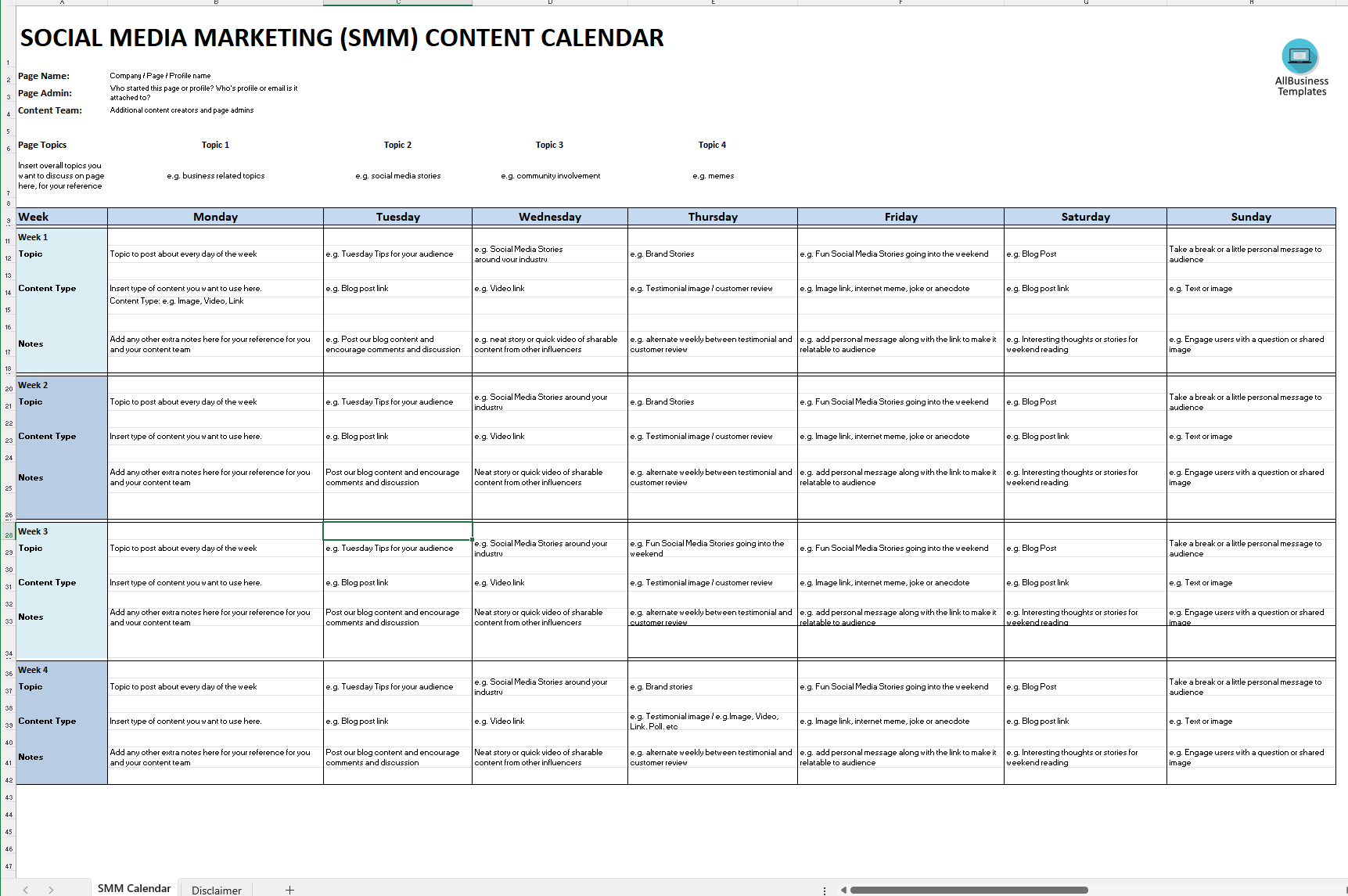 social media calendar template google sheets modèles