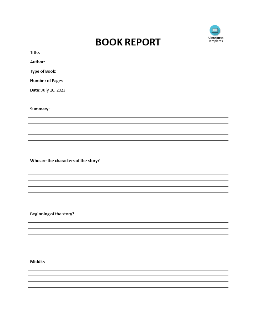 Book Report Sample Templates At Allbusinesstemplates