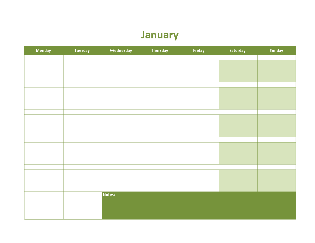 Monthly Calendar Schedule Excel Templates At Allbusinesstemplates