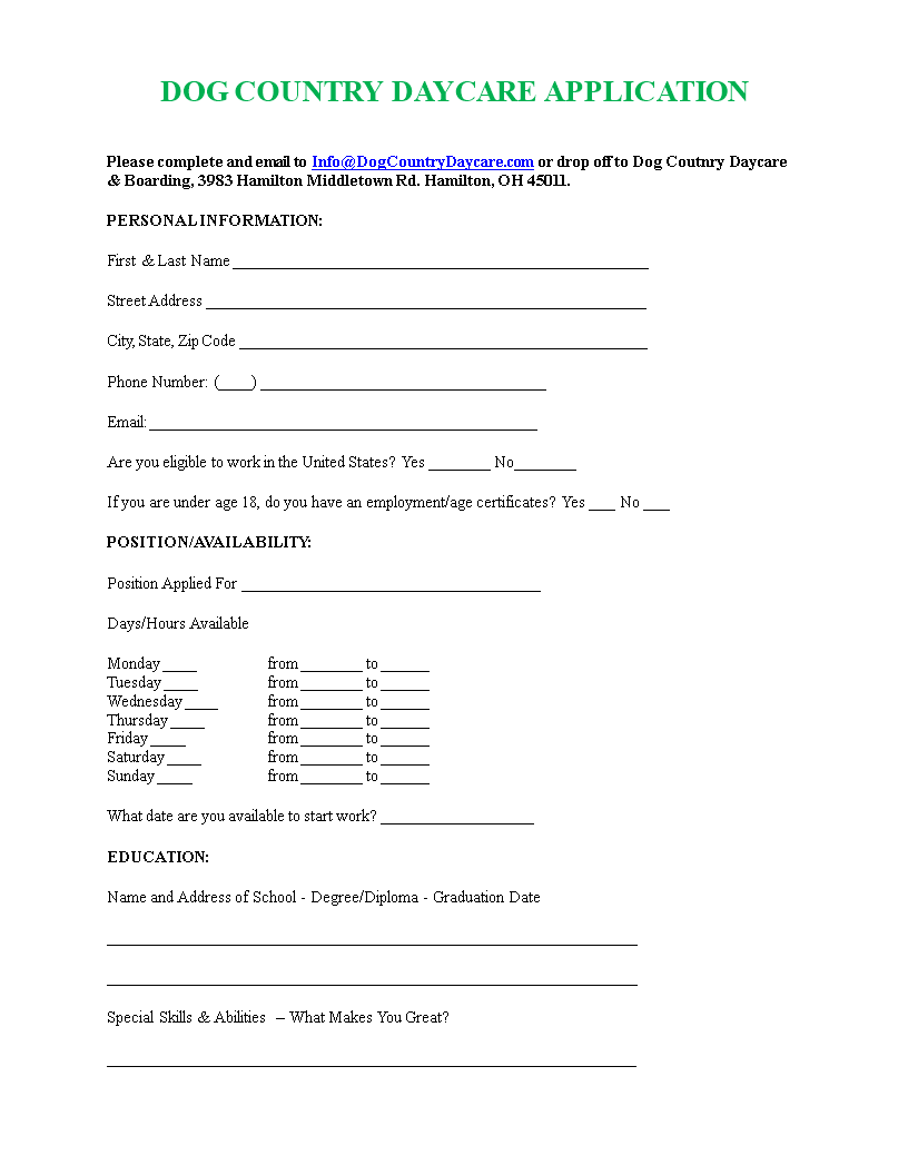 example of application letter for daycare worker