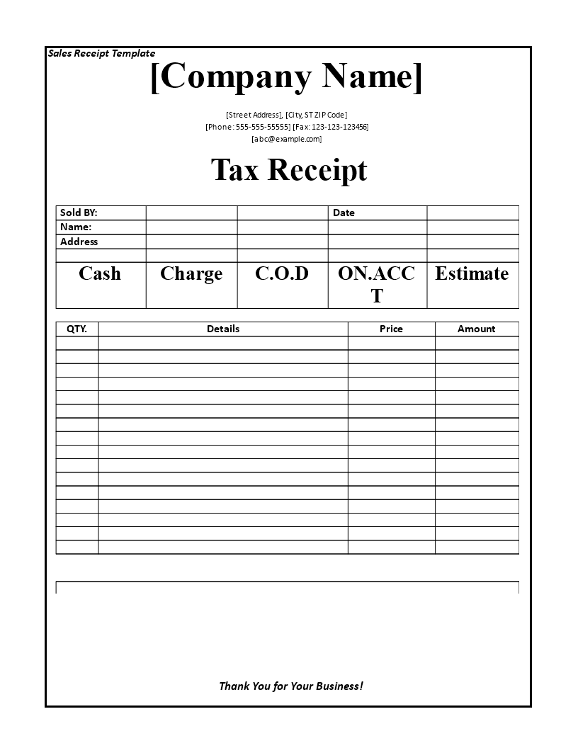 Tax Receipt Template Templates At Allbusinesstemplates