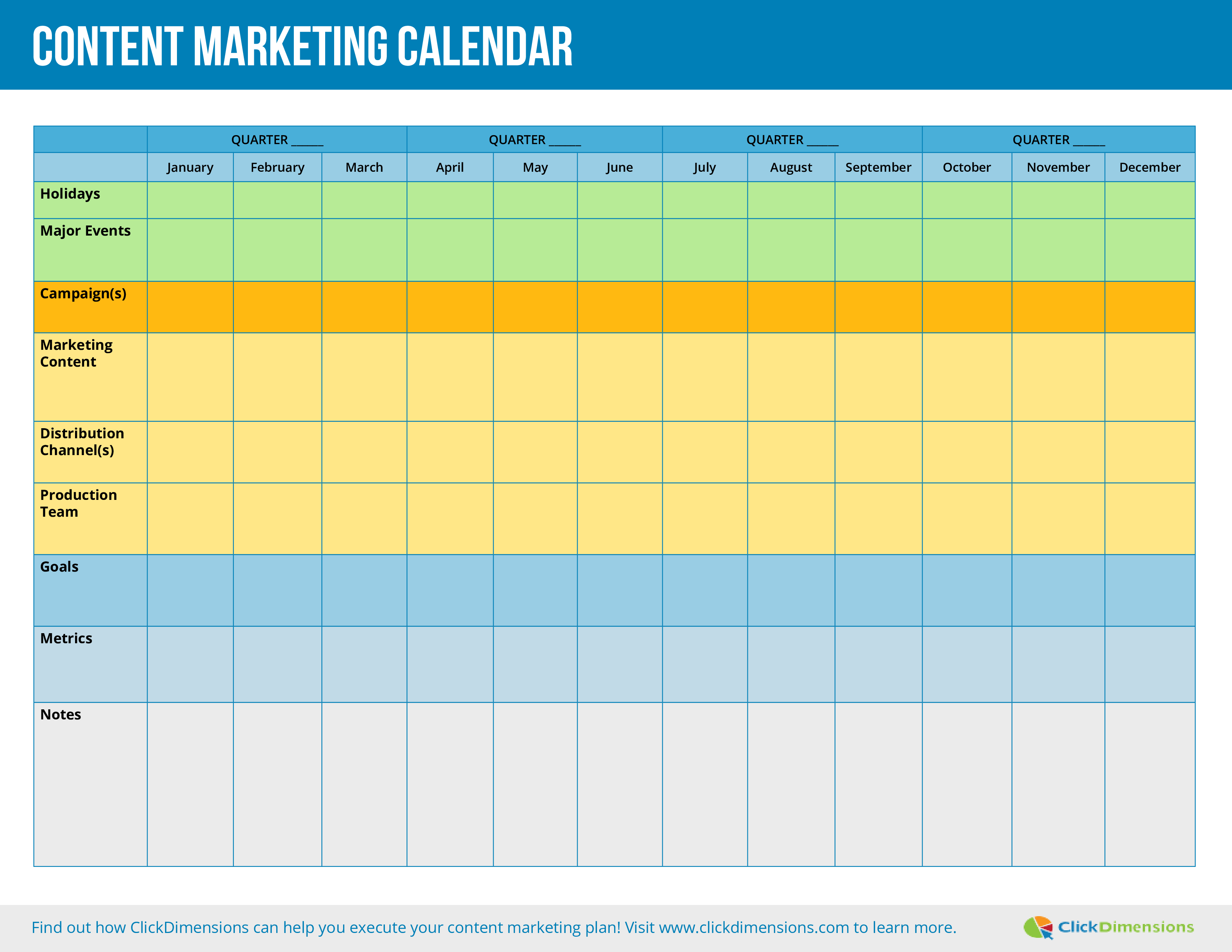 免费 Content Marketing Calendar 样本文件在