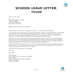 School Leave Letter due to Fever gratis en premium templates