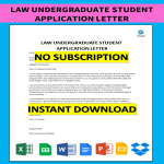 Law Undergraduate Student Application letter gratis en premium templates