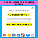 template topic preview image Short Notice Resignation Letter