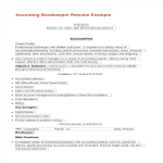 Accouting Bookkeeper Resume gratis en premium templates