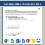 Construction Worker Job Description gratis en premium templates