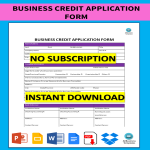 Business Credit Application Form gratis en premium templates