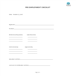 Pre Employment Checklist Form gratis en premium templates