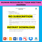 template topic preview image Human Resources Team Meeting Agenda PDF Template