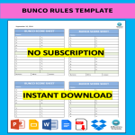 template topic preview image Bunco Rules template