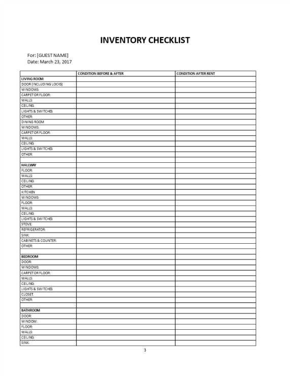 Free Condition of Rental Property Checklist | Templates at ...