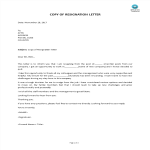 Copy Of Resignation Letter gratis en premium templates