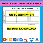 Weekly Meal Exercise Planner gratis en premium templates