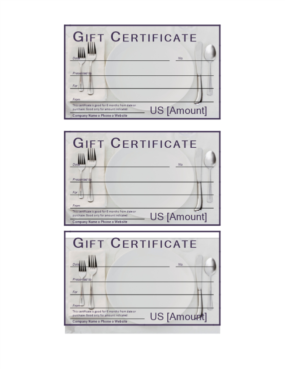 template topic preview image Dinner Gift Certificate