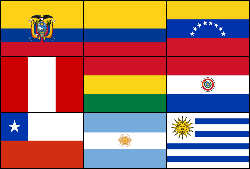 Vorschaubild des Vorlagenthemas South-American printable flags template