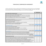 Franchise Comparison Worksheet gratis en premium templates