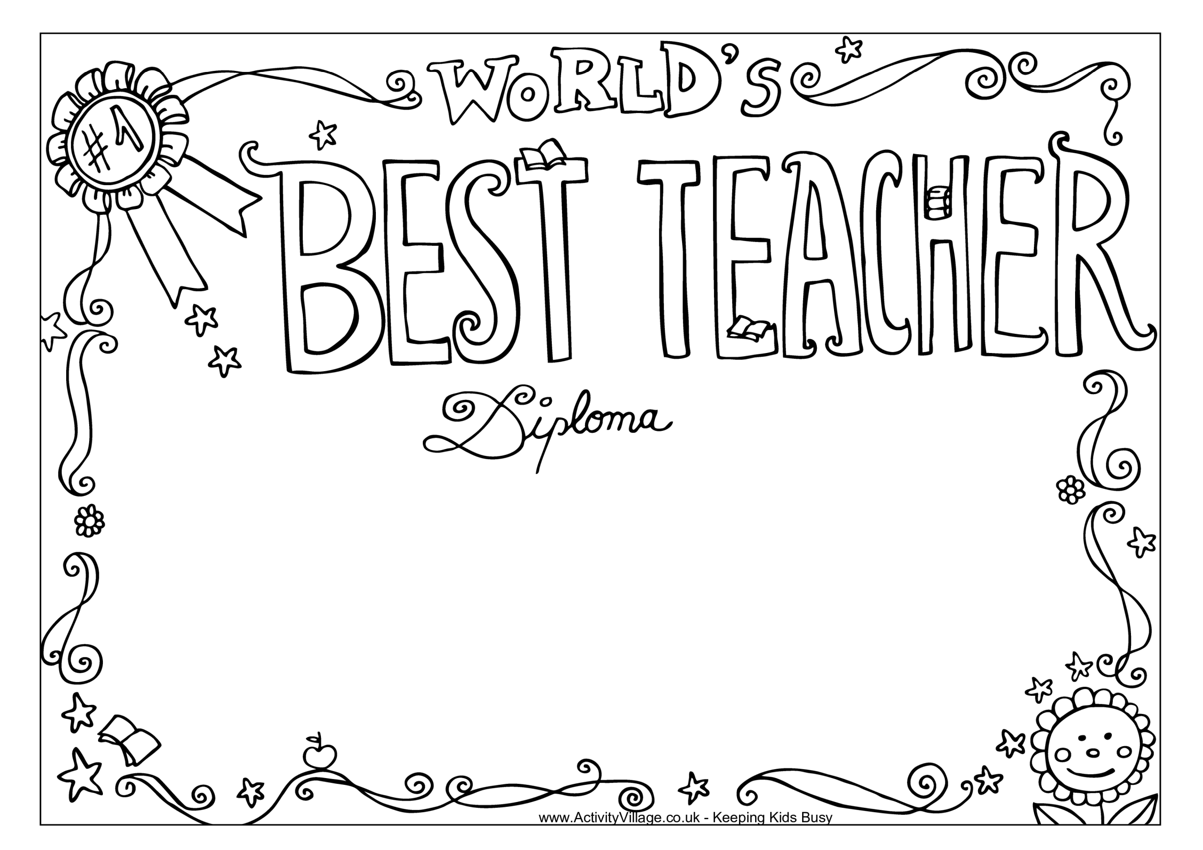 template topic preview image Diploma template: Worlds Best Teacher